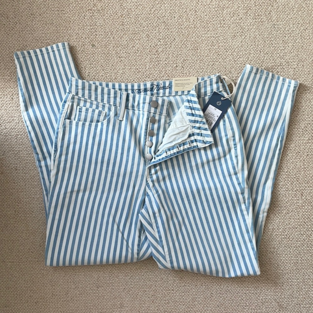 High Rise Skinny Engineered Striped Jeans
